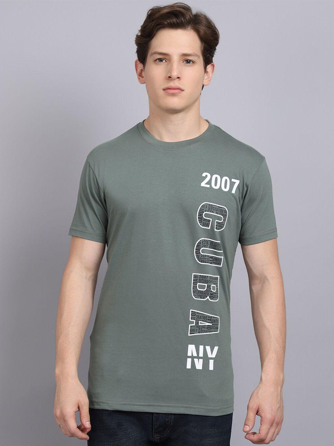 rodamo men grey typography printed raw edge slim fit t-shirt