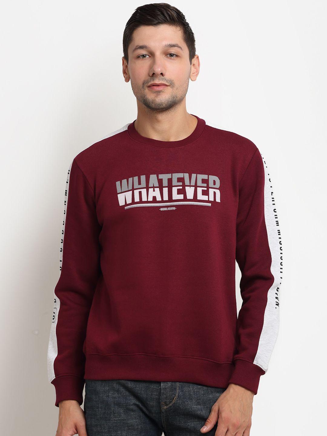 rodamo men maroon printed sweatshirt