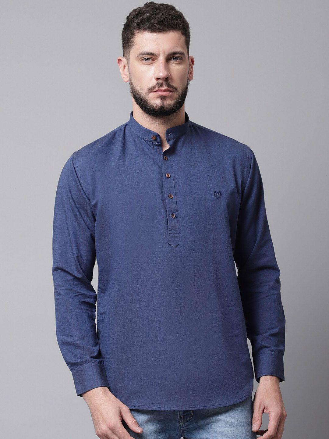 rodamo men navy blue cotton kurta