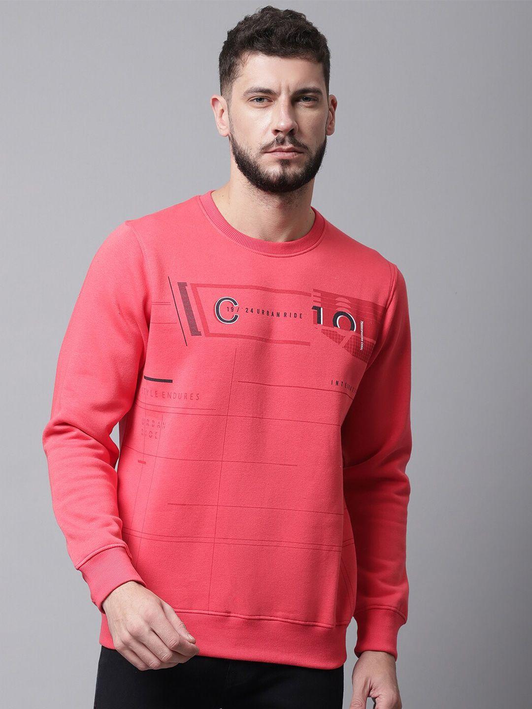 rodamo men pink printed sweatshirt