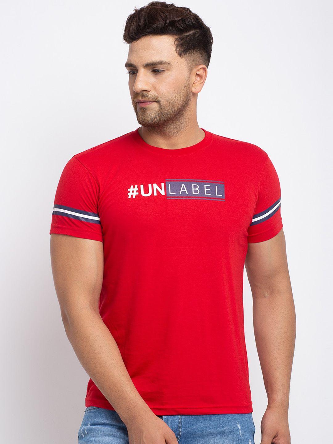 rodamo men red printed round neck t-shirt