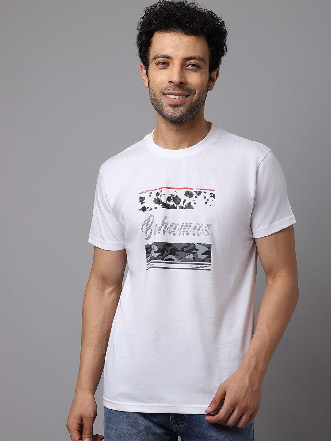 rodamo men white printed slim fit t-shirt