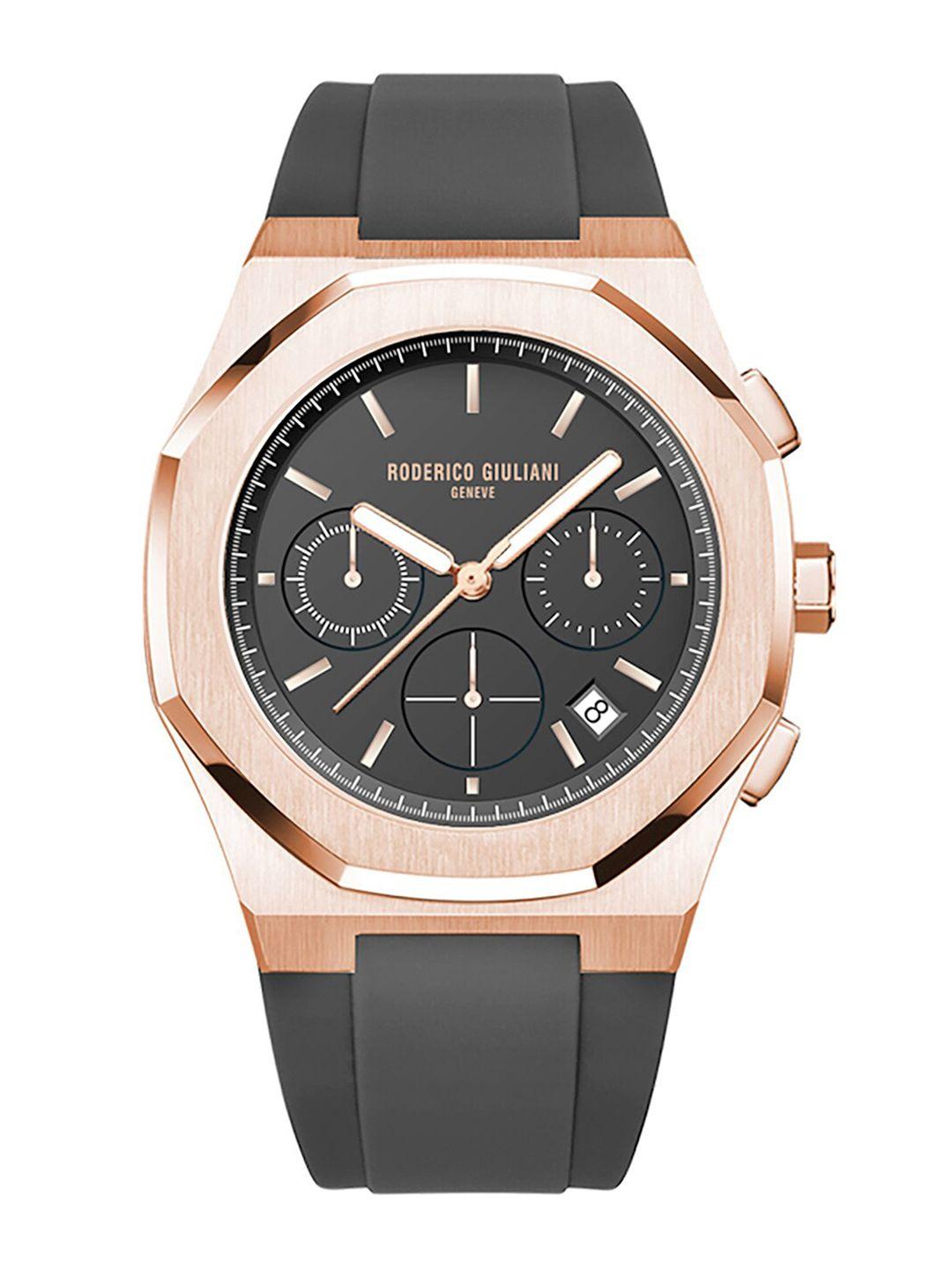 roderico giuliani unisex black dial & black straps analogue chronograph watch- rg-mslc71