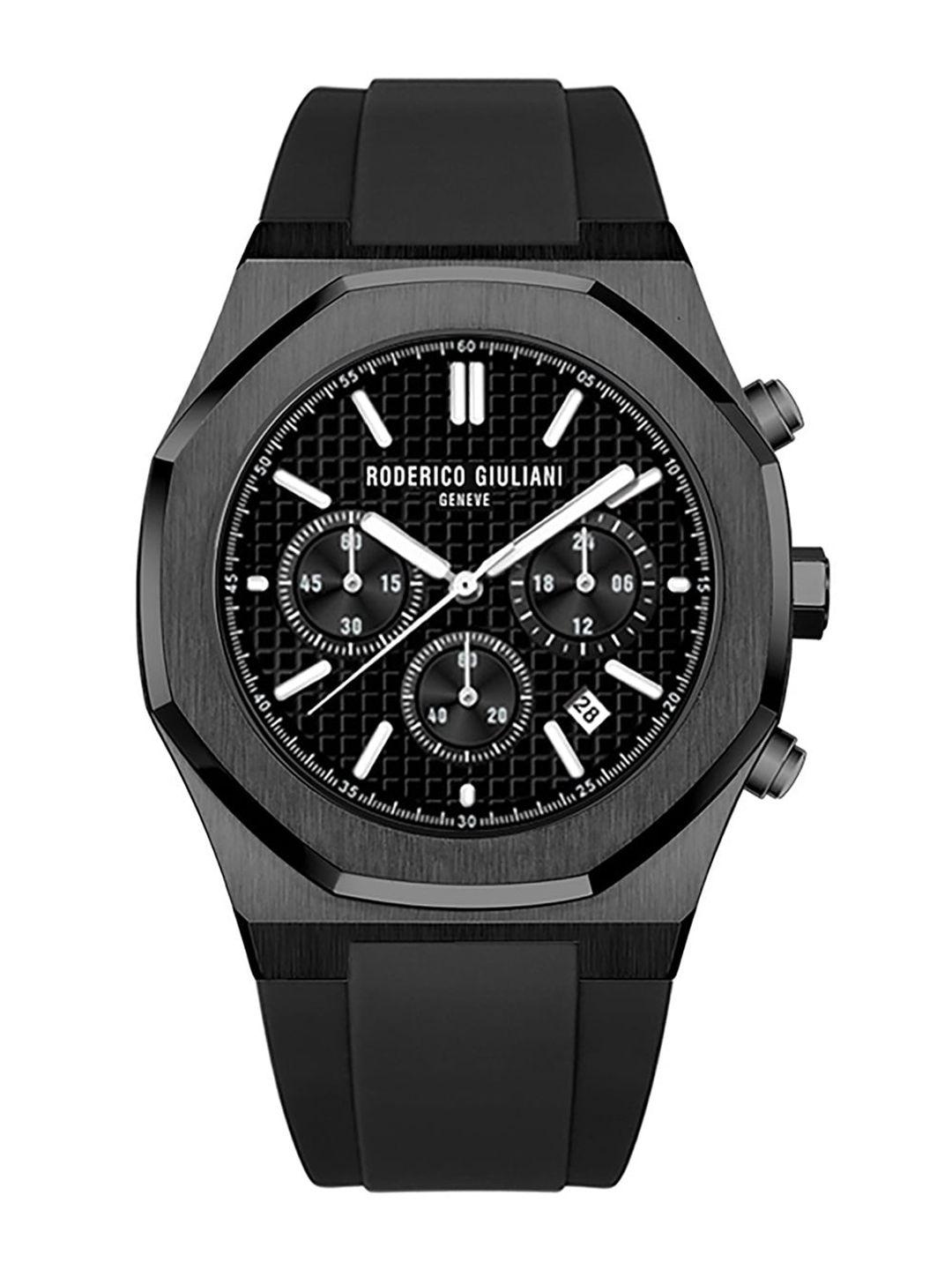 roderico giuliani unisex black dial & black straps analogue chronograph watch