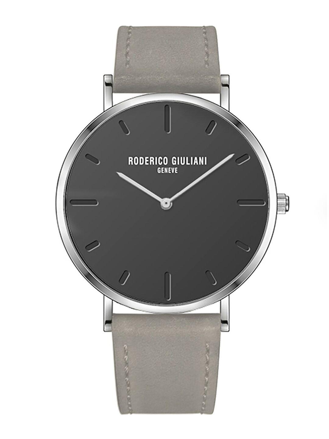 roderico giuliani unisex leather straps analogue watch rg-mlea76000001-silver