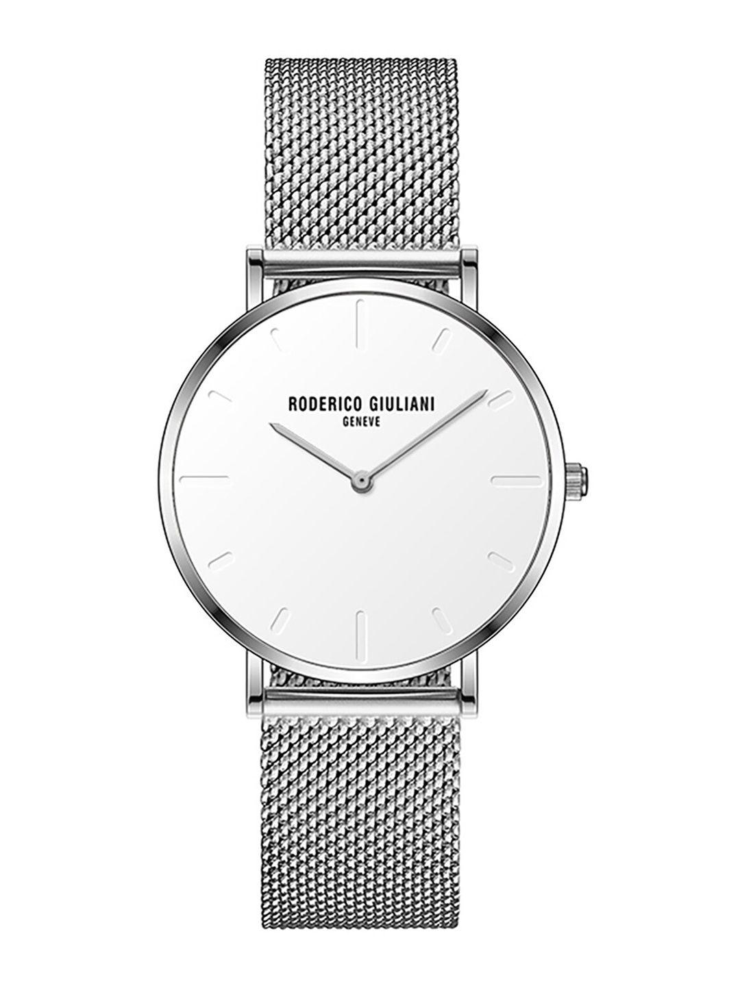 roderico giuliani white dial & silver toned straps analogue watch-rg-mmsa76000001