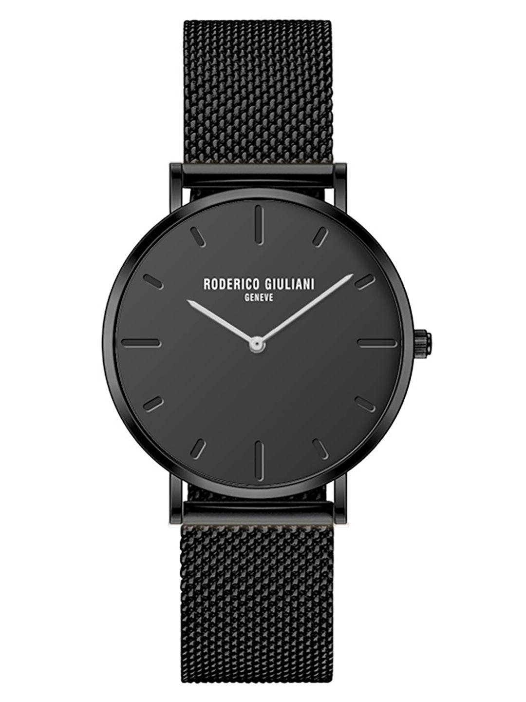 roderico giuliani unisex black dial & black stainless steel analogue watch rg-mmsa76000002