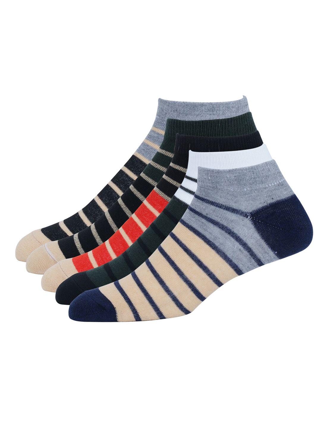 rodzen men pack of 5 striped above ankle-length cotton socks