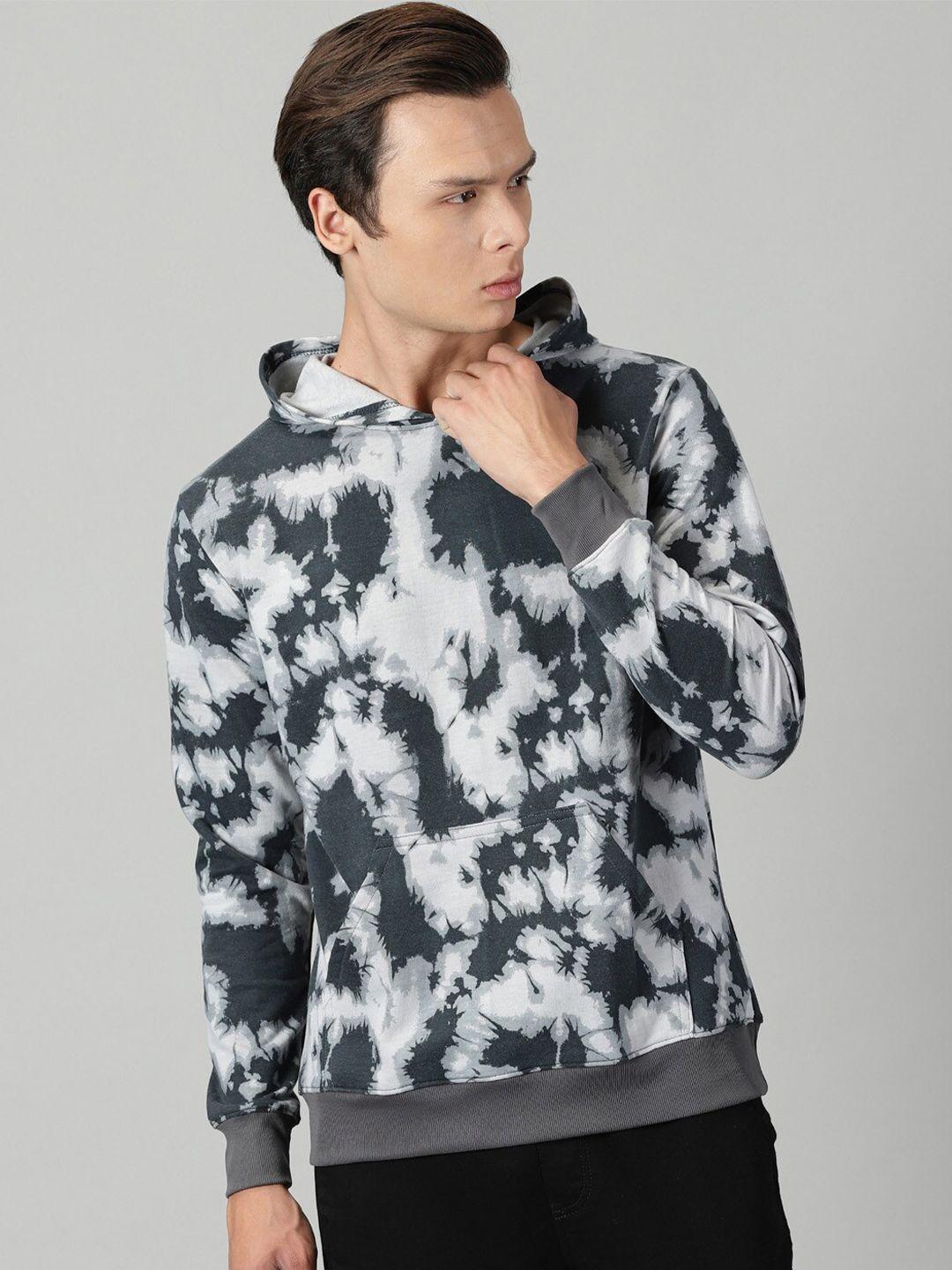 rodzen abstract printed hooded cotton pullover sweatshirt