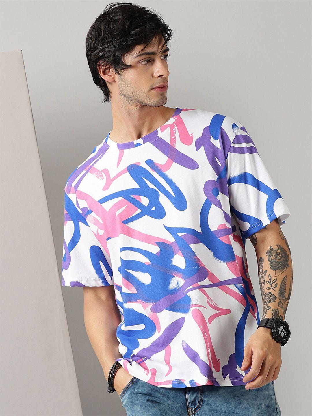 rodzen abstract printed pure cotton loose t-shirt