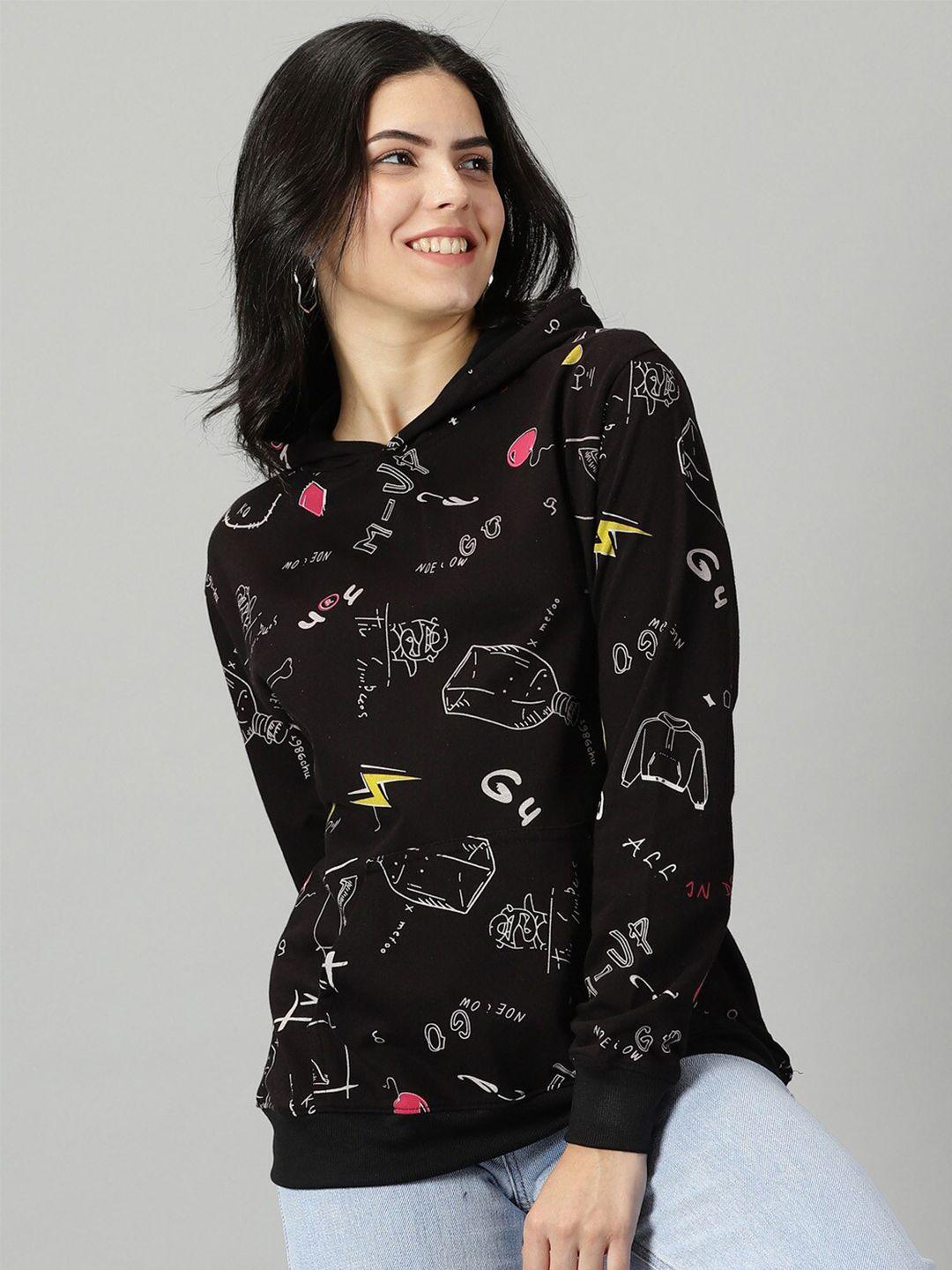 rodzen conversational printed hooded cotton sweatshirt