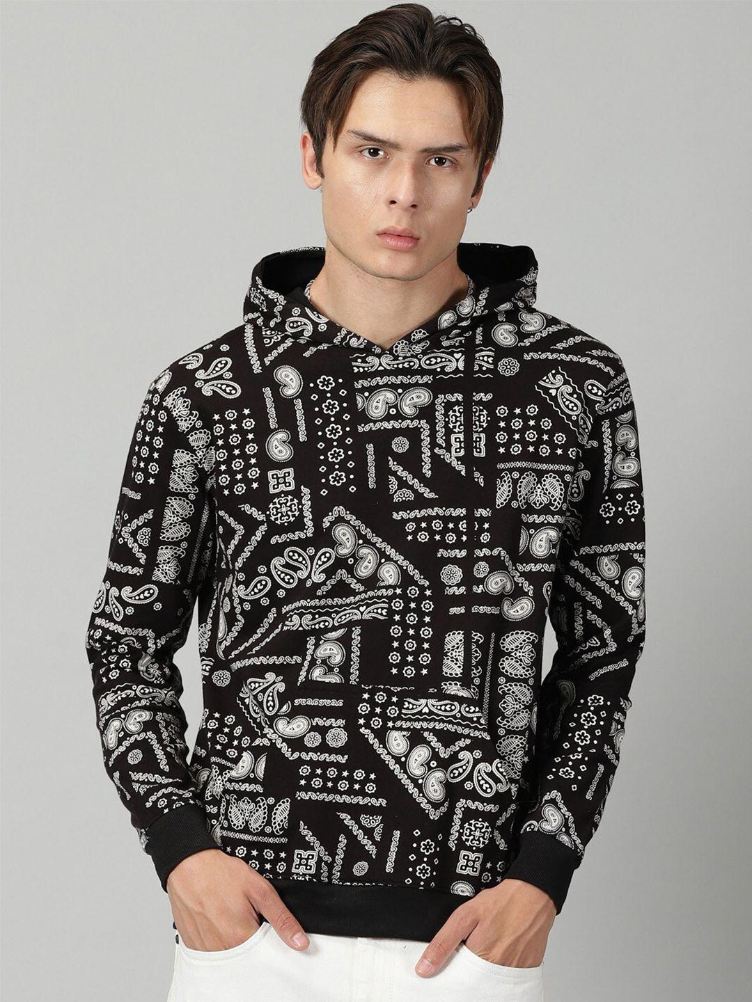 rodzen graphic printed hooded cotton pullover sweatshirt