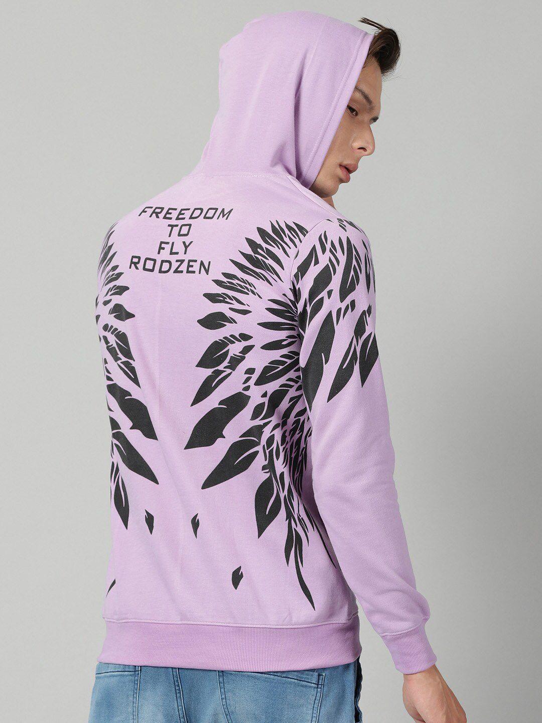 rodzen graphic printed hooded fleece pullover