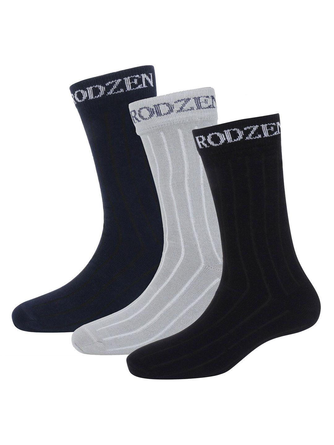 rodzen men pack of 3 striped calf-length socks