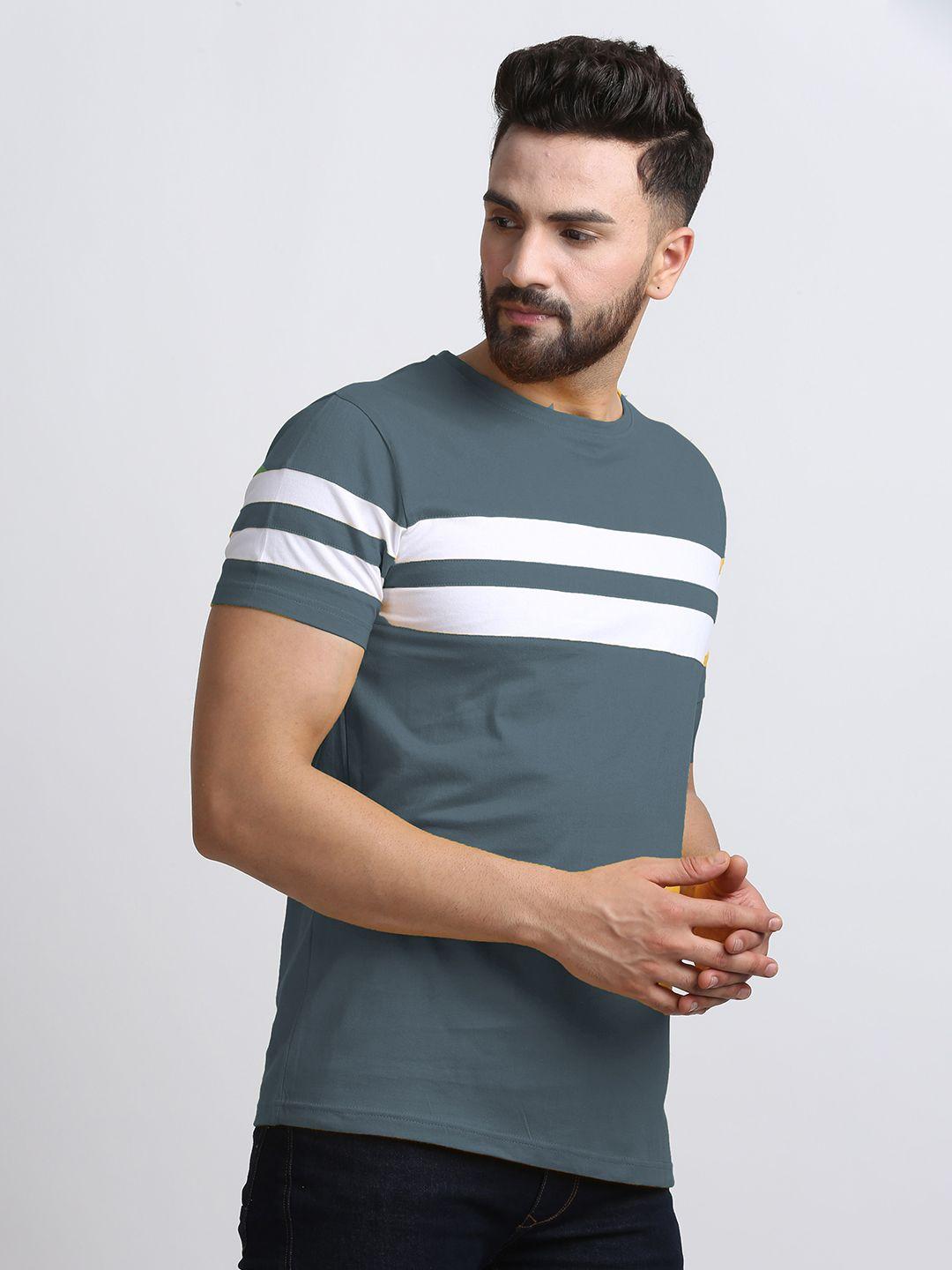 rodzen men striped pure cotton t-shirt