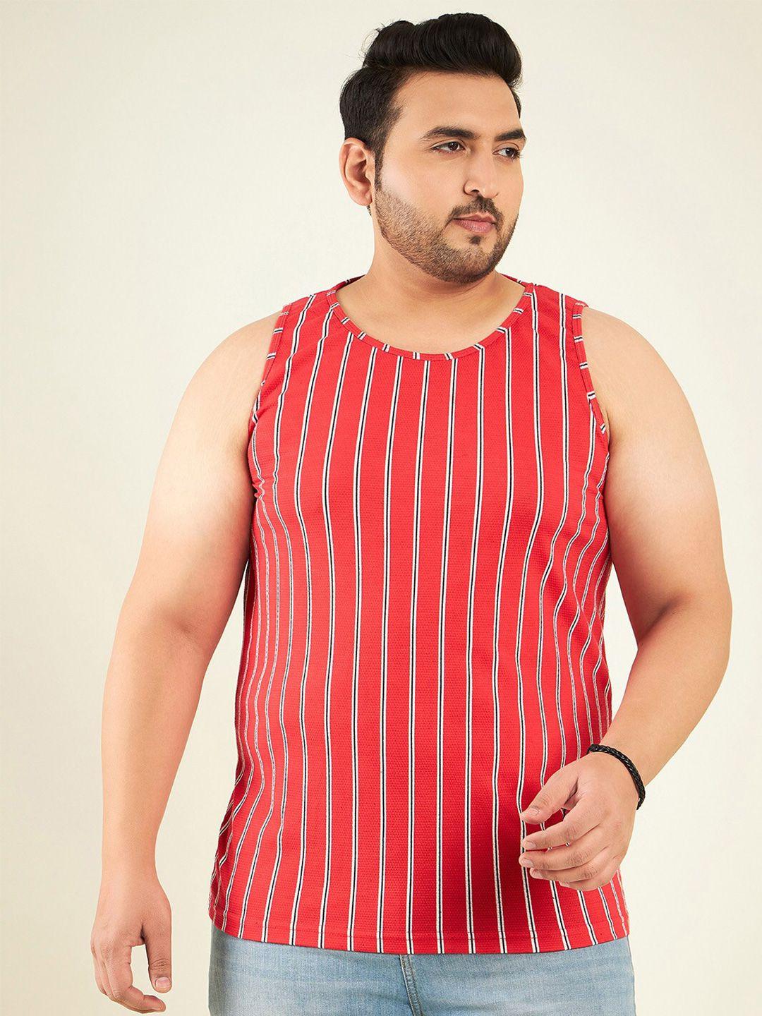 rodzen plus size striped sleeveless cotton t-shirt