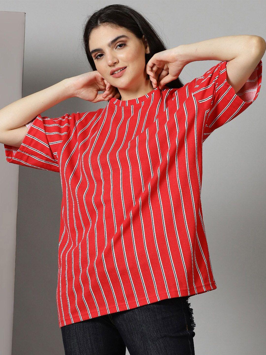 rodzen striped drop shoulder sleeves cotton t-shirt