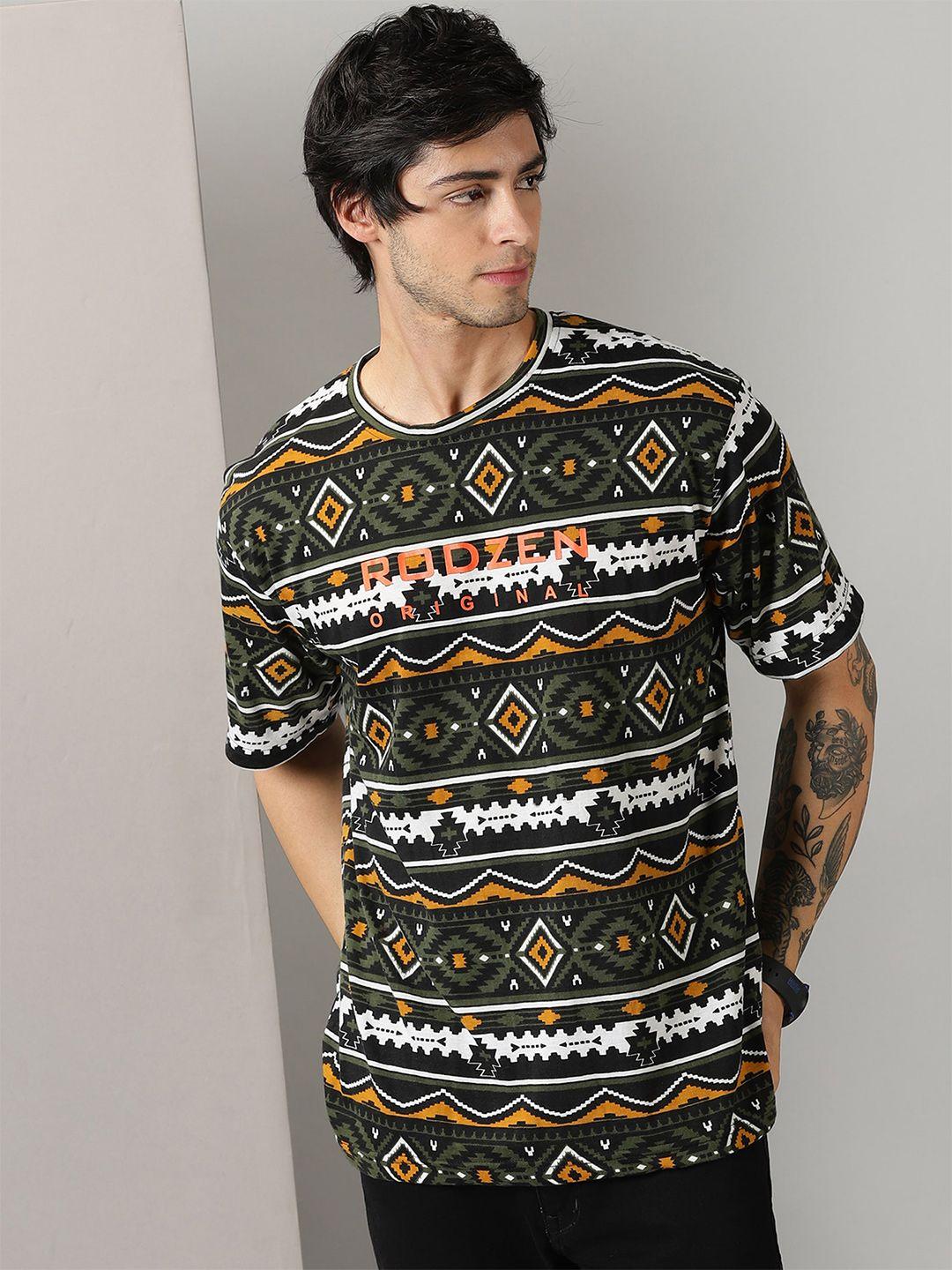 rodzen tribal printed pure cotton loose t-shirt