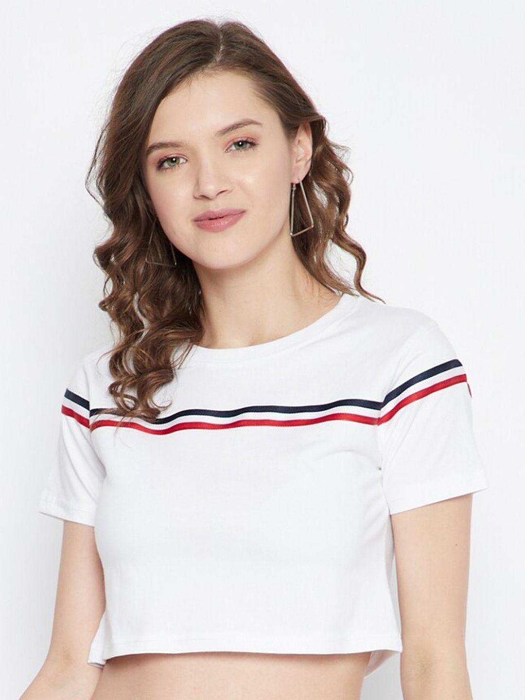 rodzen women striped cotton crop t-shirt
