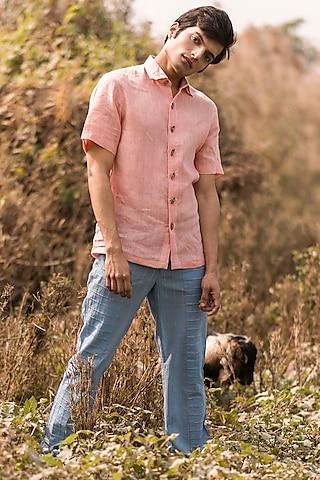 rogue pink handwoven linen shirt