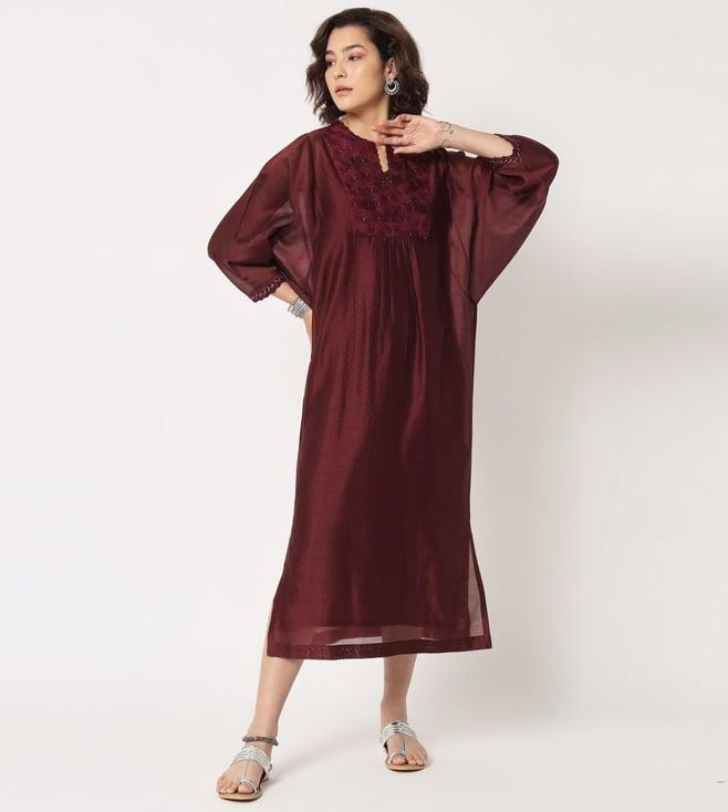 rohini dezines maroon kaftan dress