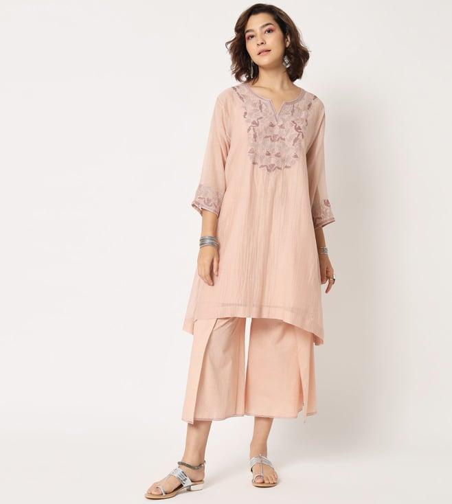 rohini dezines pink firan style tunic with overlap pants