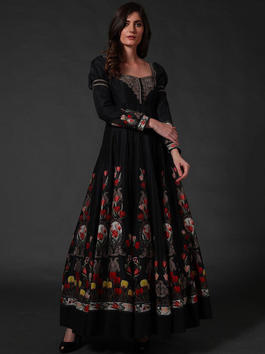 rohit bal floral printed a line maxi ethnic dress