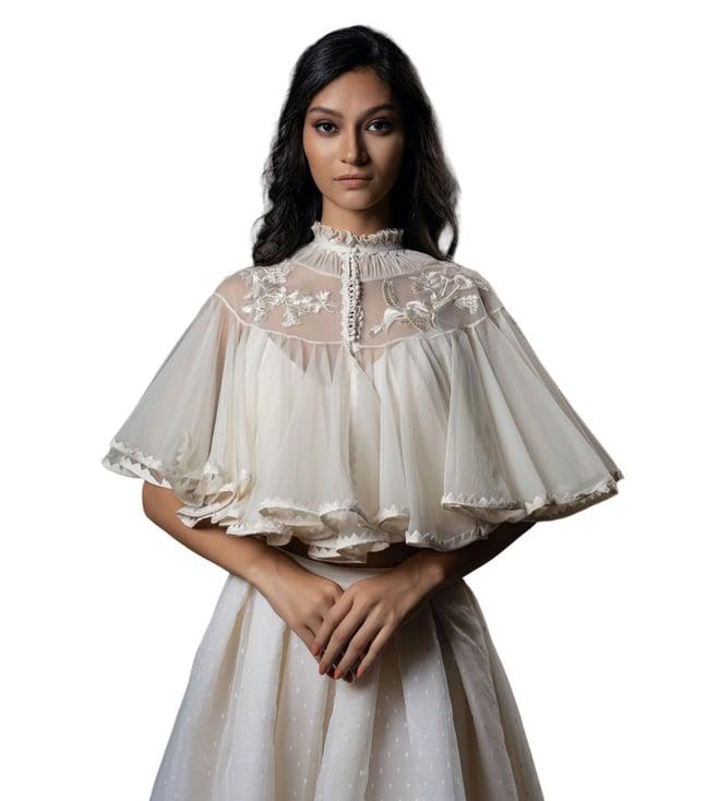 rohit bal ivory embroidery cape