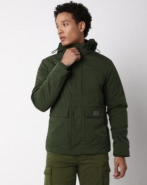 rolin in zip-front regular fit hooded jacket