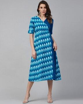 roll-up sleeves a-line dress