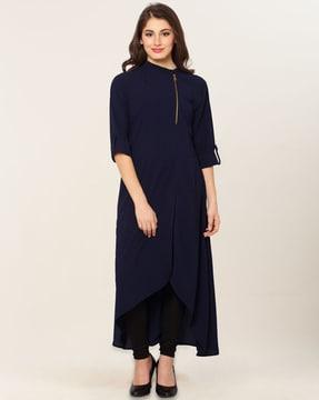 roll-up sleeves a-line kurta