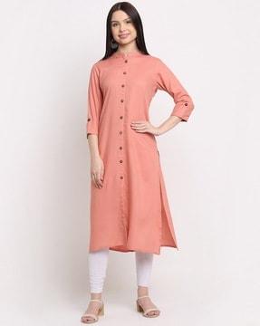 roll-up sleeves straight kurta