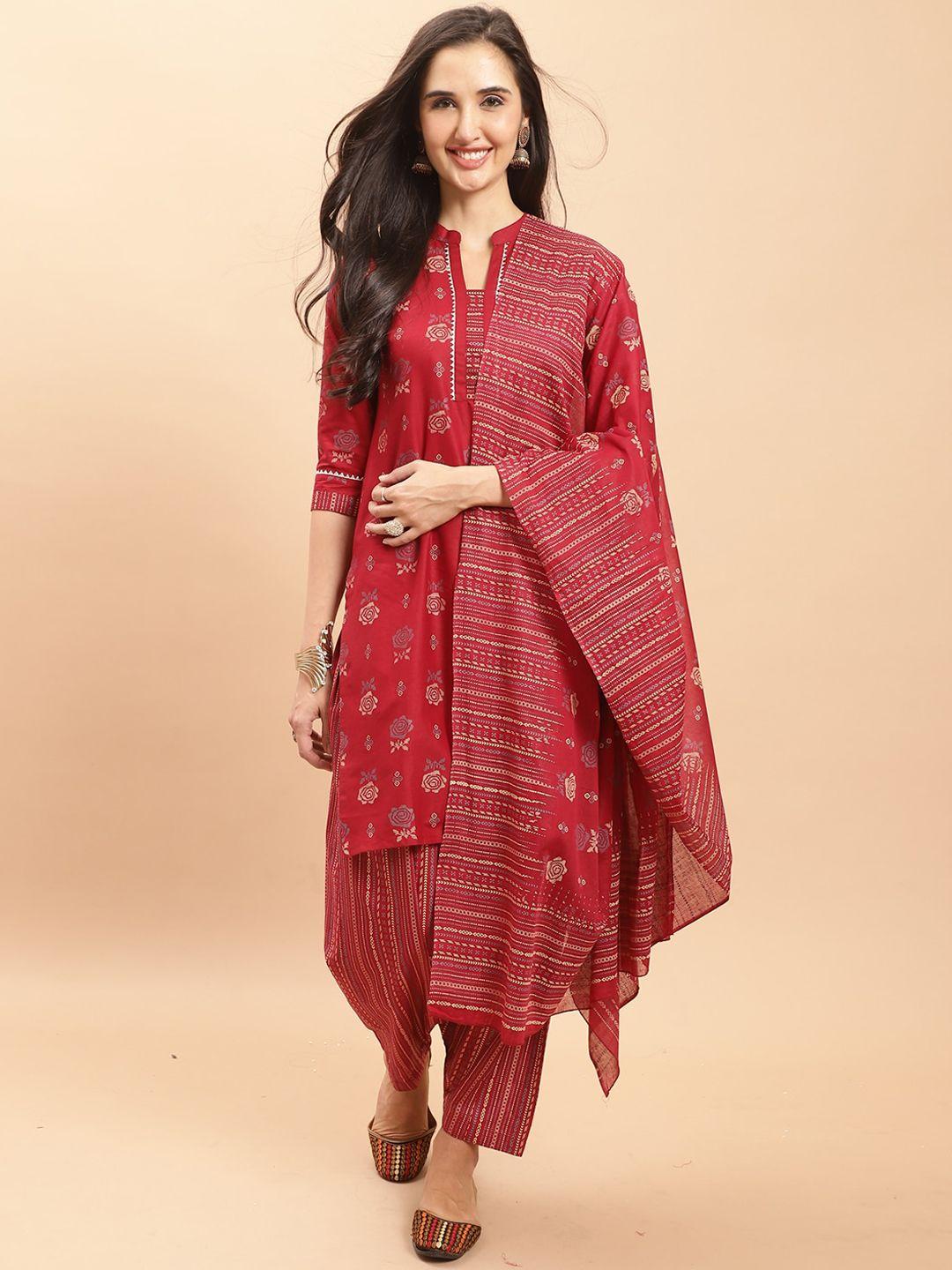 roly poly ethnic motifs printed mandarin collar gotta patti kurta with salwar & dupatta