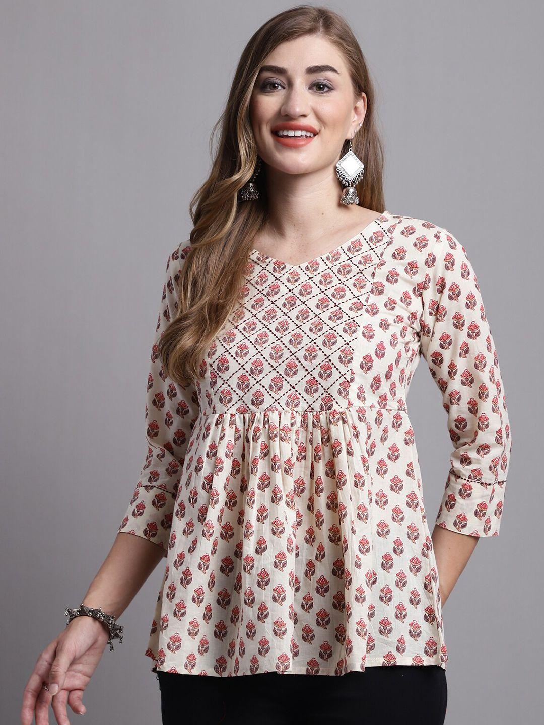 roly poly floral printed cotton empire top