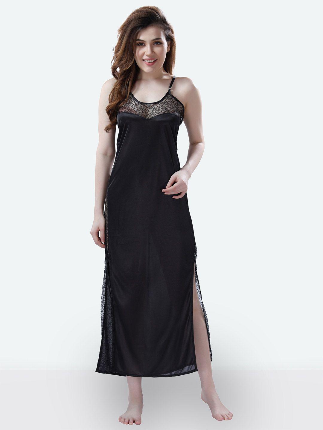 romaisa black maxi nightdress