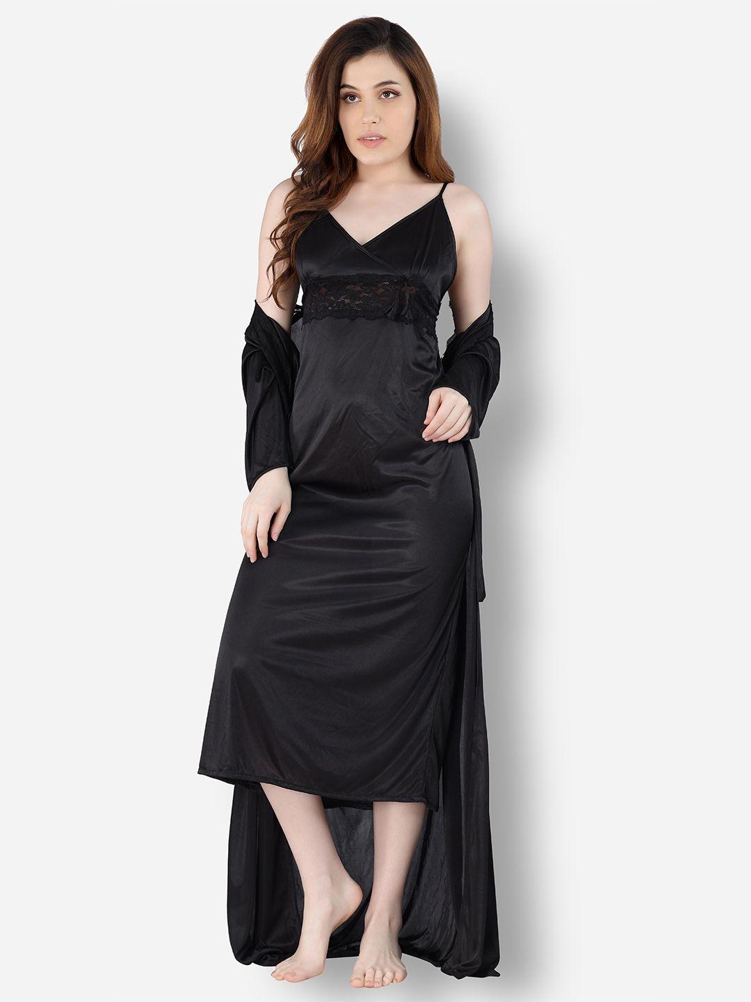 romaisa black maxi nightdress