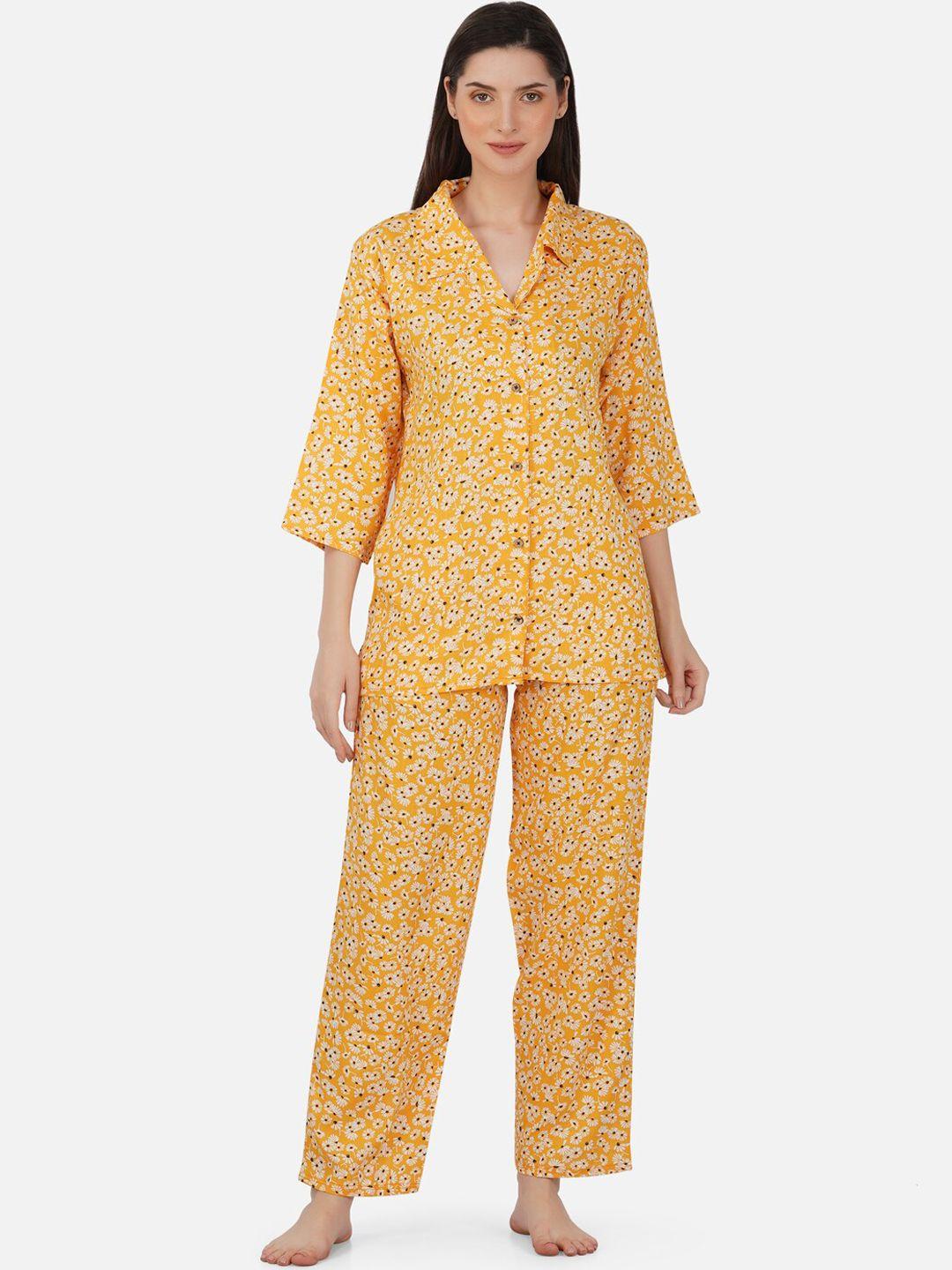 romaisa floral printed night suit