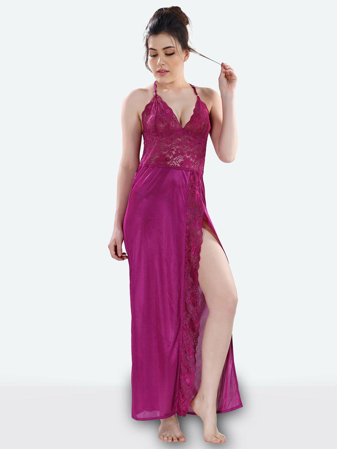 romaisa magenta maxi nightdress