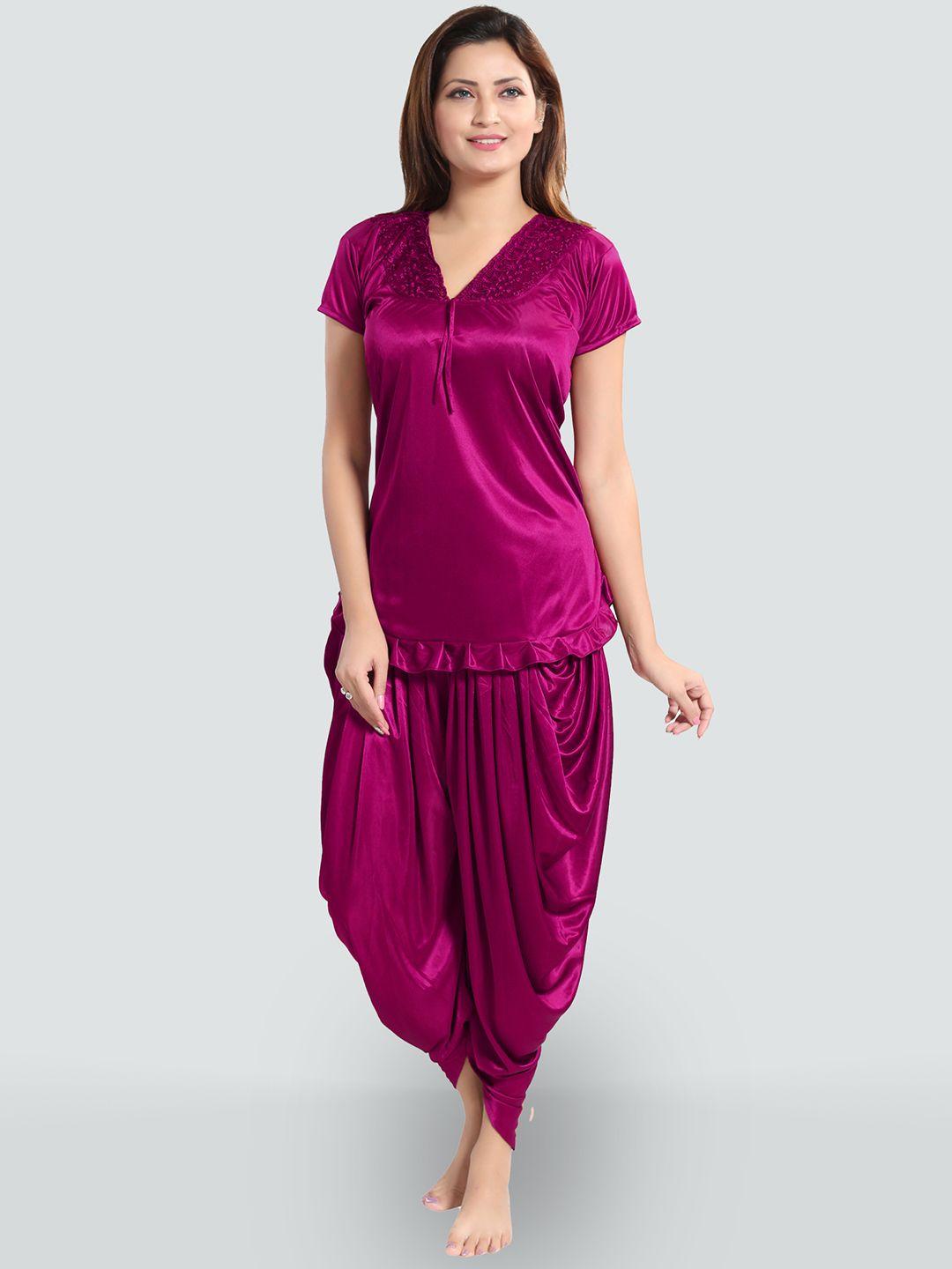 romaisa women magenta night suit