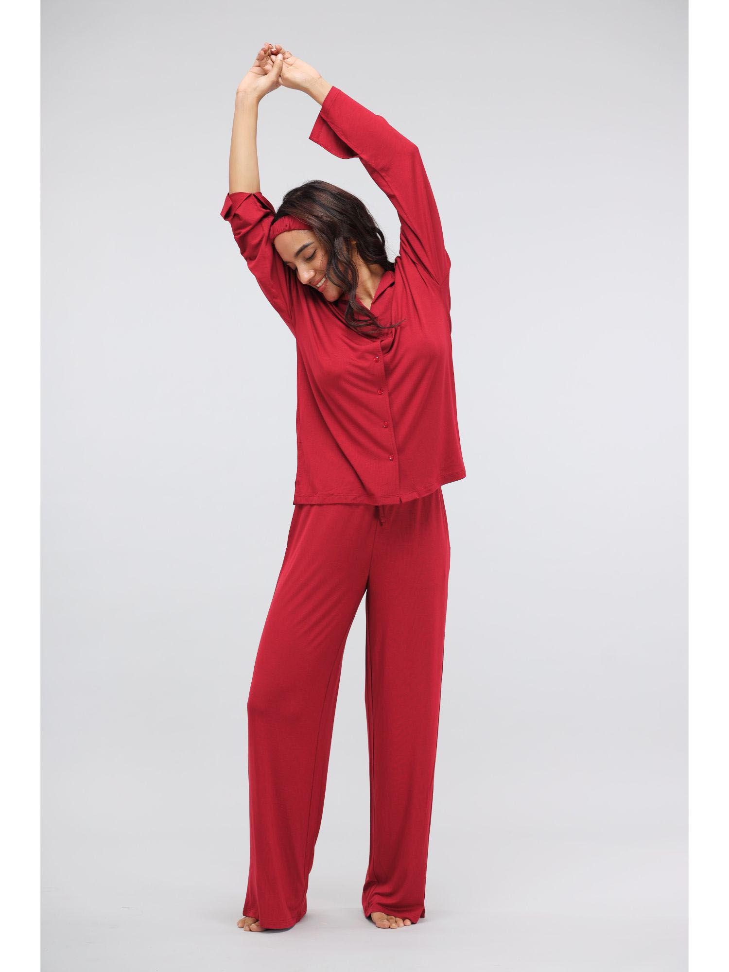 romantic red button down pajama (set of 2)