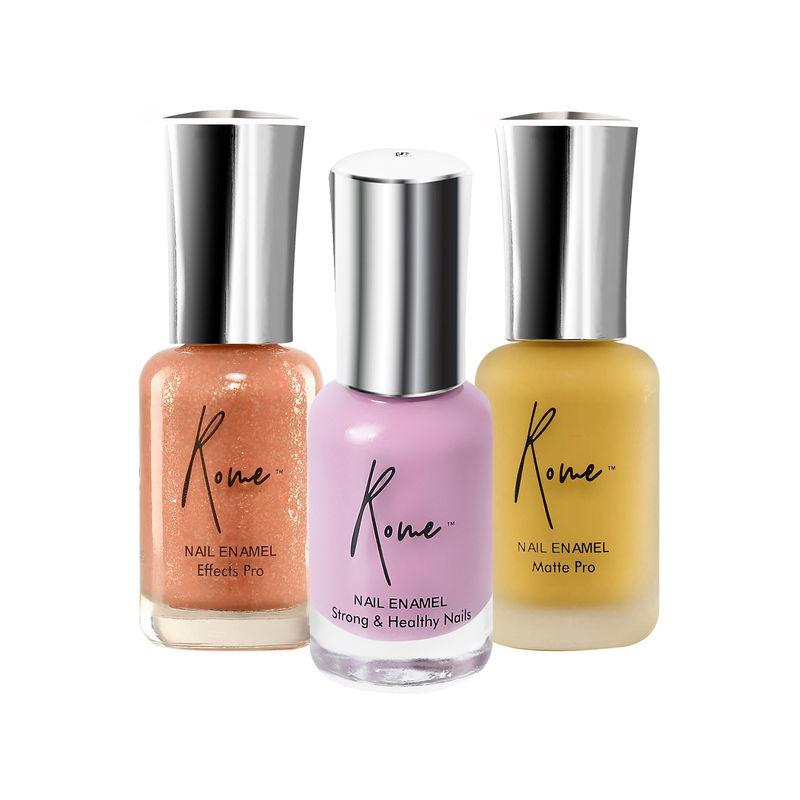 rome nail enamel set of 3 (mauve+ gold fish+ lime light)