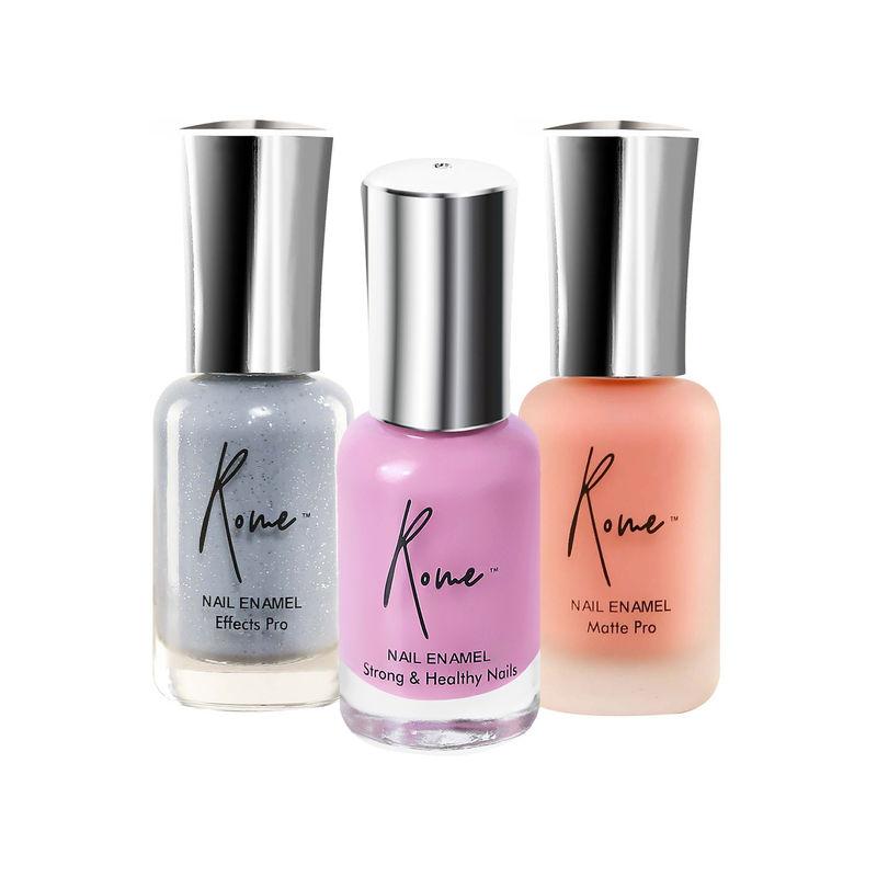 rome nail enamel set of 3 (taffy pink+ silver blue+ coral haze)