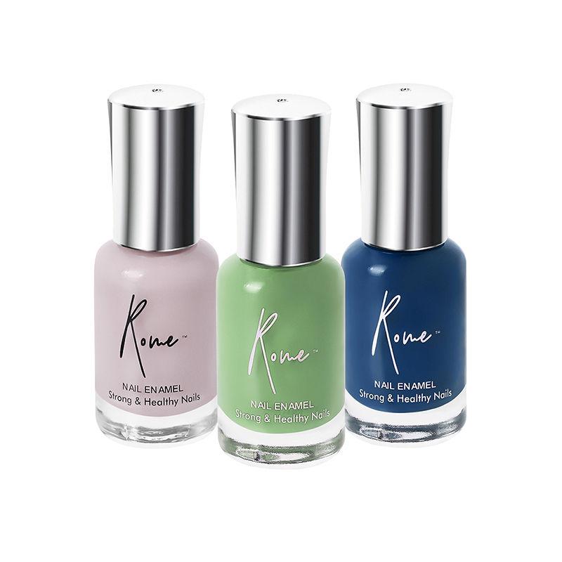 rome set of 3 strong & healthy nail enamel (prussian blue, moss green & dusty pink)
