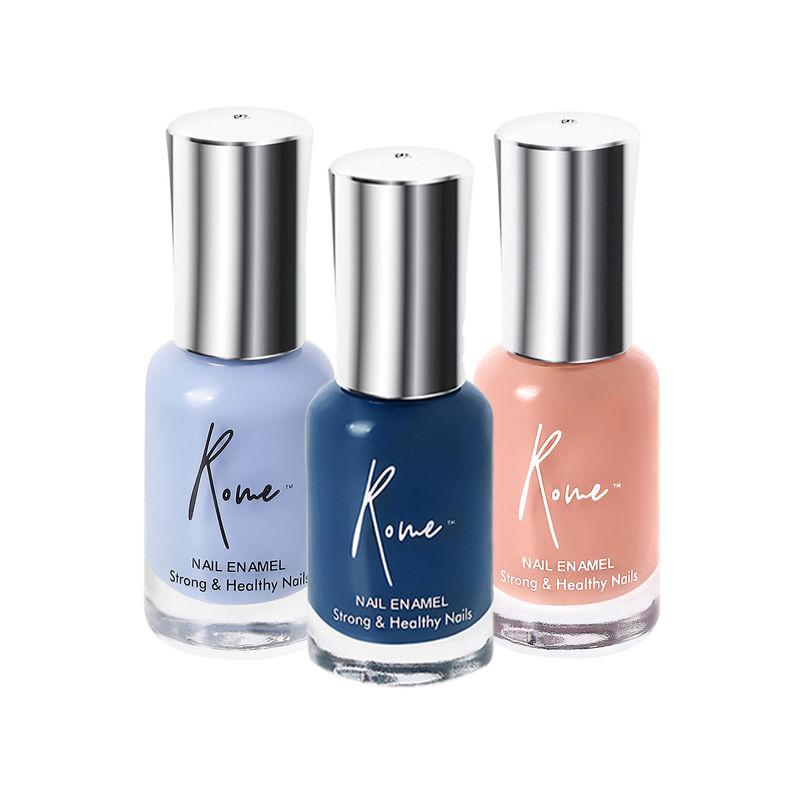 rome strong & healthy nail enamel set of 3 (cinnamon focus+ prussian blue+ lilac)