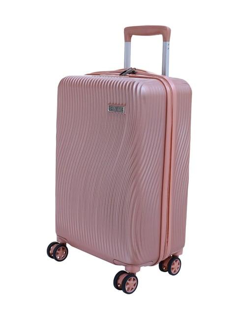 romeing milano rose gold textured hard case cabin trolley bag - 57 cms