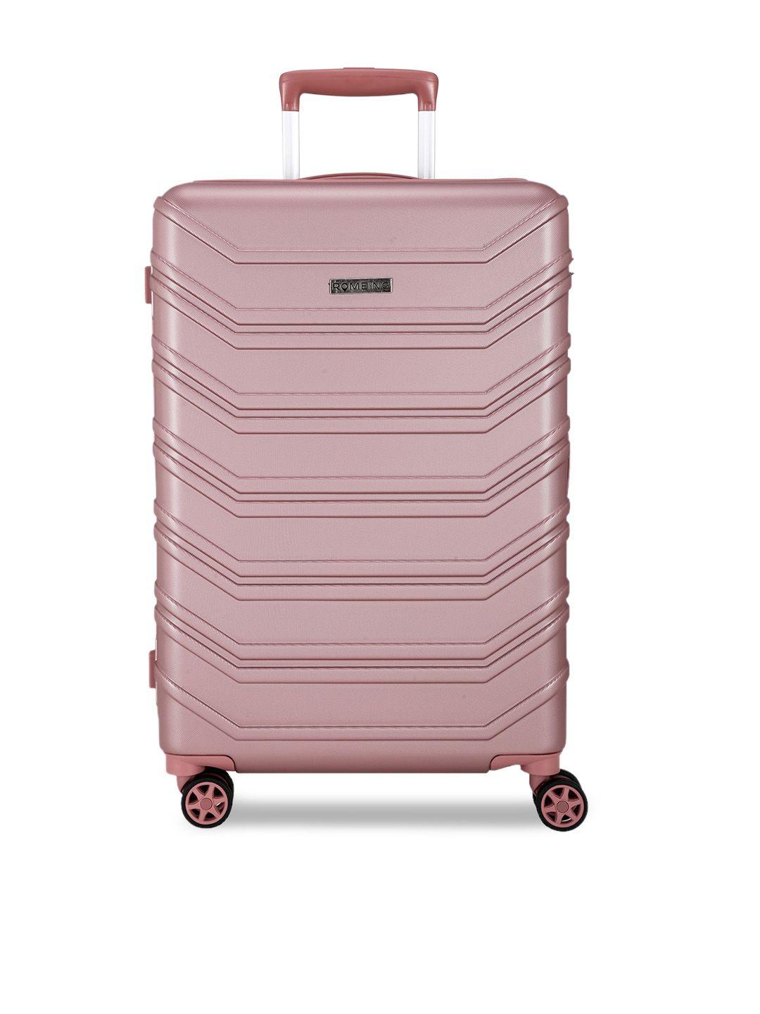 romeing monopoli rose gold-colored textured polycarbonate medium trolley suitcase