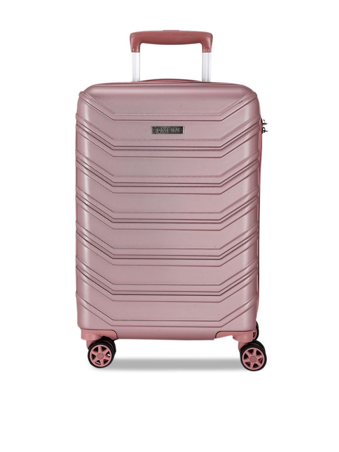 romeing monopoli rose gold textured hard-sided polycarbonate cabin trolley suitcase