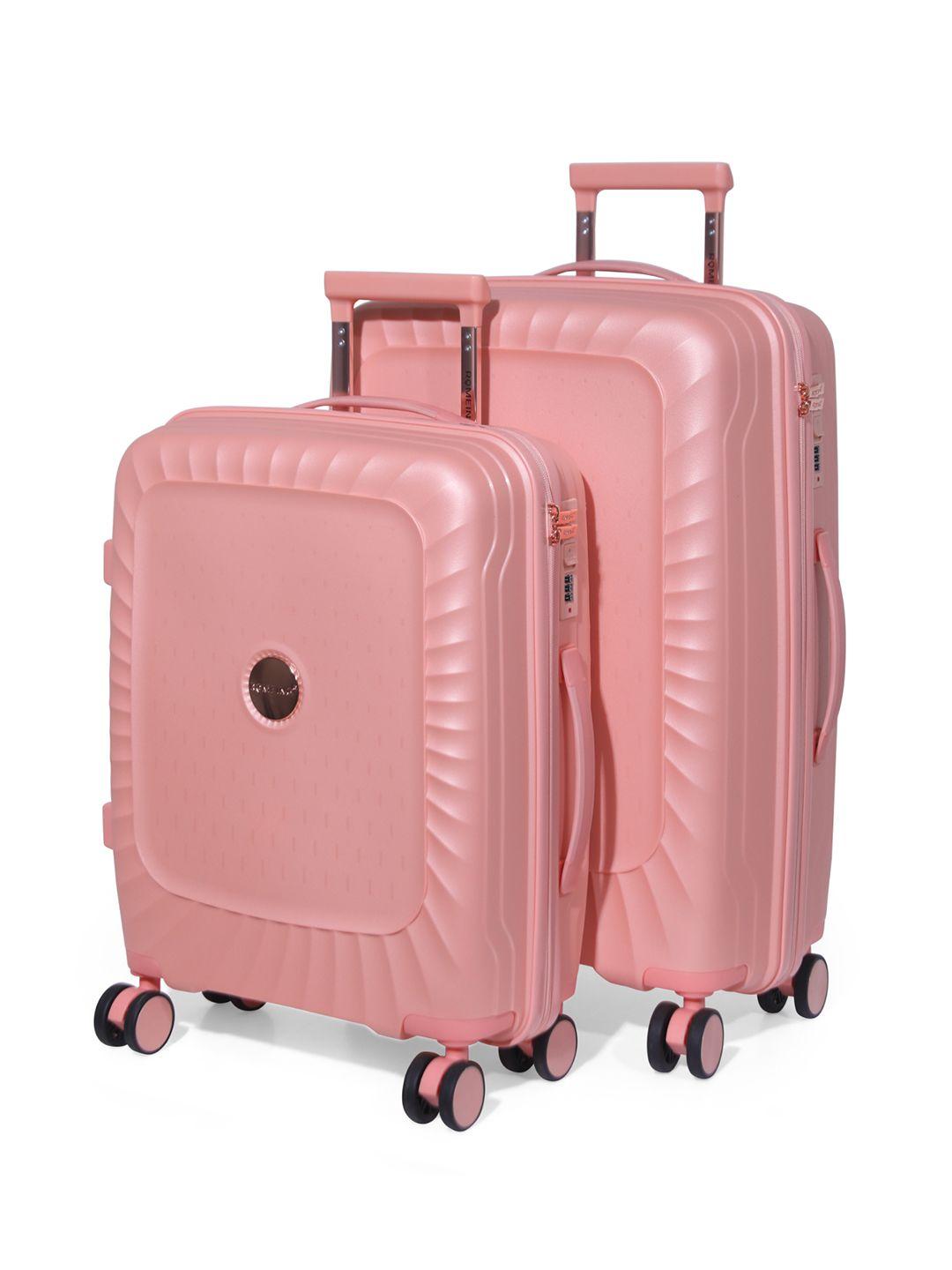 romeing set of 2 sicily textured hard-sided cabin & medium trolley suitcase