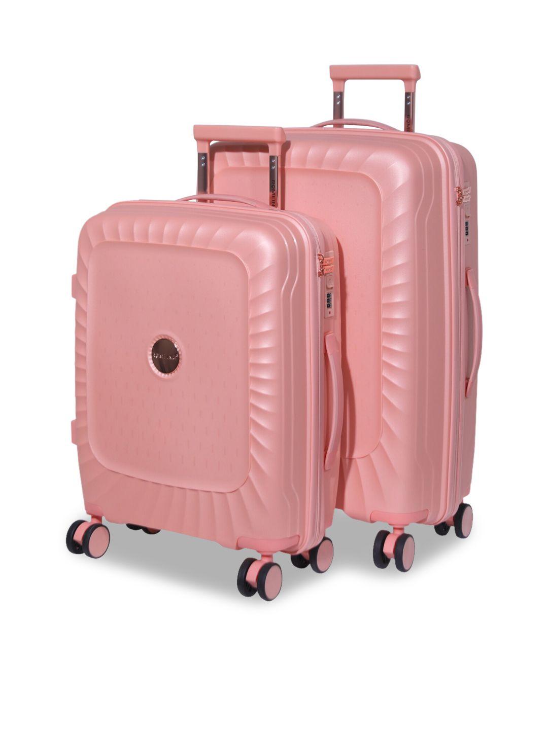 romeing set of 2 textured hard-sided cabin & medium trolley suitcase