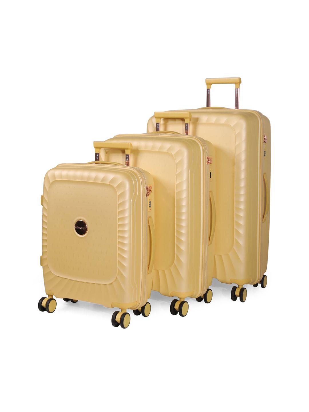 romeing set of 3 sicily textured hard-sided 360-degree rotation trolley suitcase